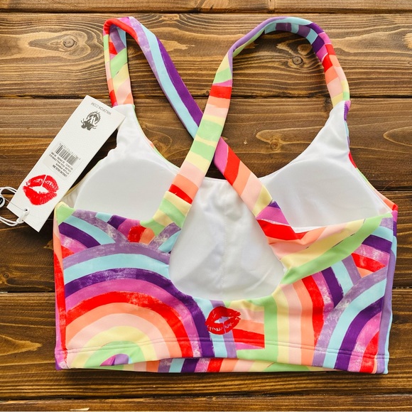 WILDFOX NWT Longline Soleil Sports Bra Small Stripes Rainbow Colors Size XS - Picture 5 of 6
